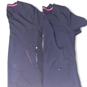 Grey Scrub Top with Pink Accents